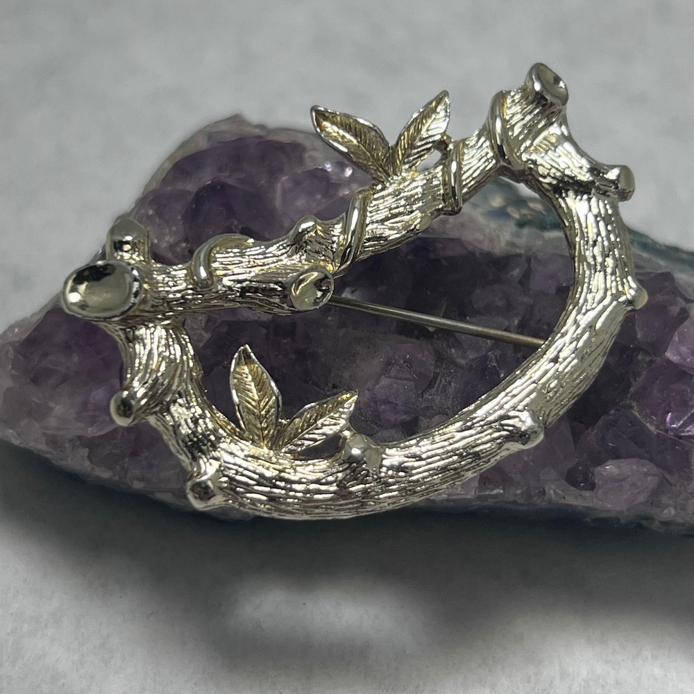 Vintage Sarah Coventry Initial "D" Brooch Gold Tone Branch Leaf Detail